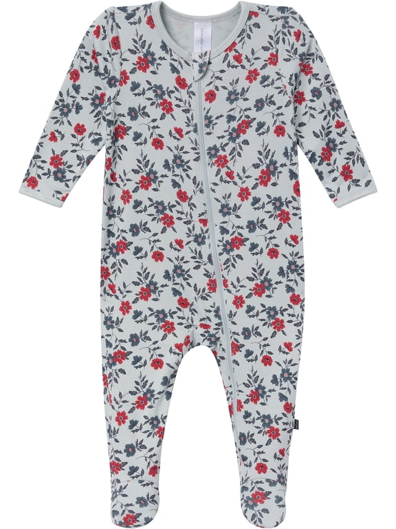 by Gerber Baby Neutral Viscose Patriotic Americana Two-Way Zip Sleep 'N Play Footed Pajamas, Sizes Newborn - 6/9 Months
