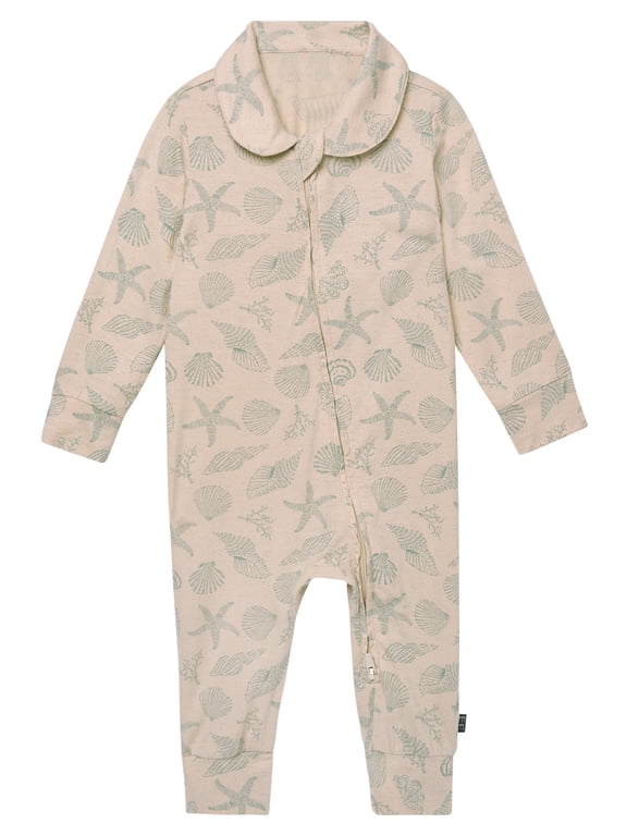 by Gerber Baby Neutral Super Soft Viscose Peter Pan Collar Coverall, Sizes Newborn - 24 Months
