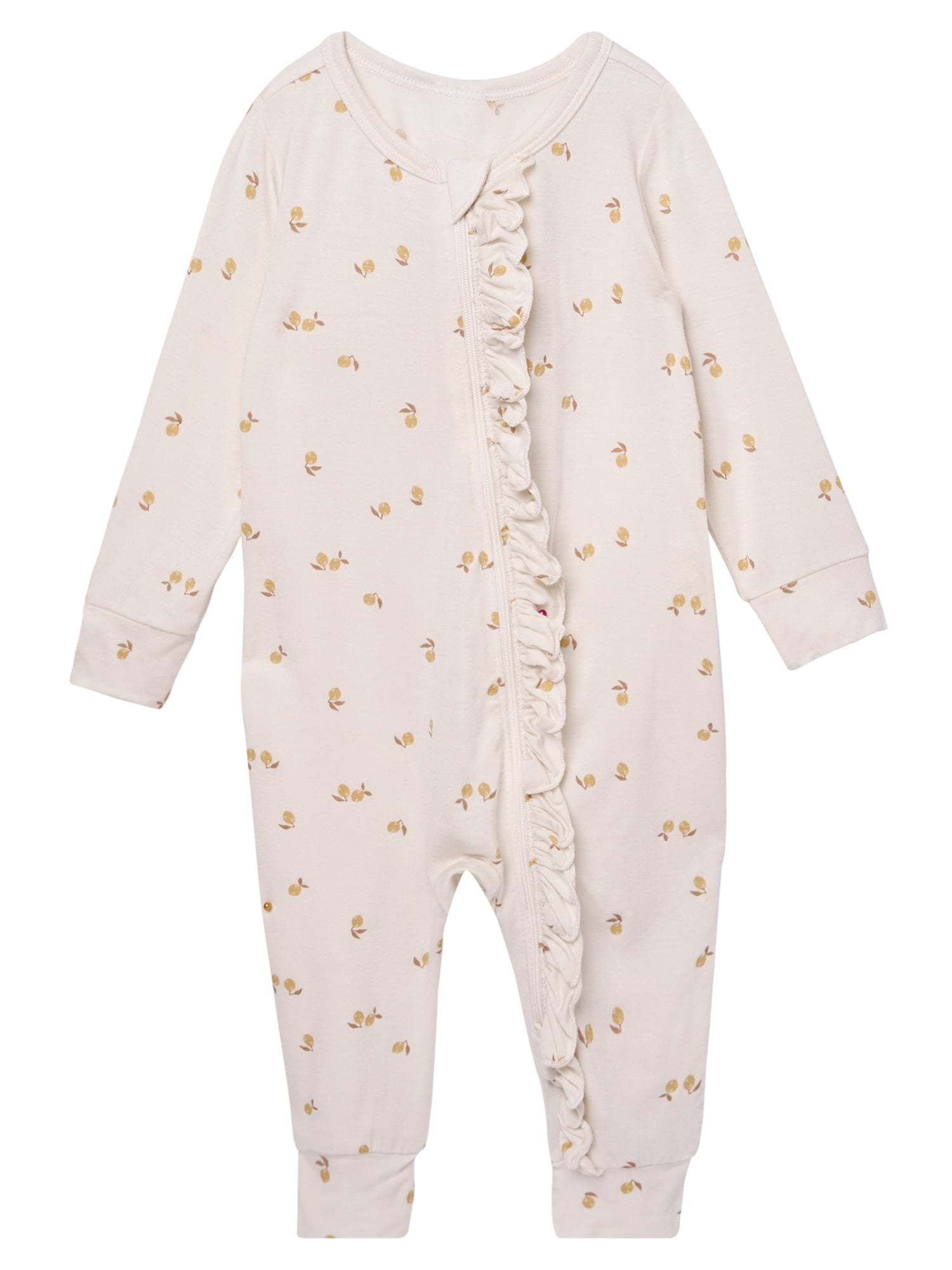Modern Moments by Gerber Baby Neutral Super Soft Viscose Ruffled Coverall, Sizes Newborn - 24 Months