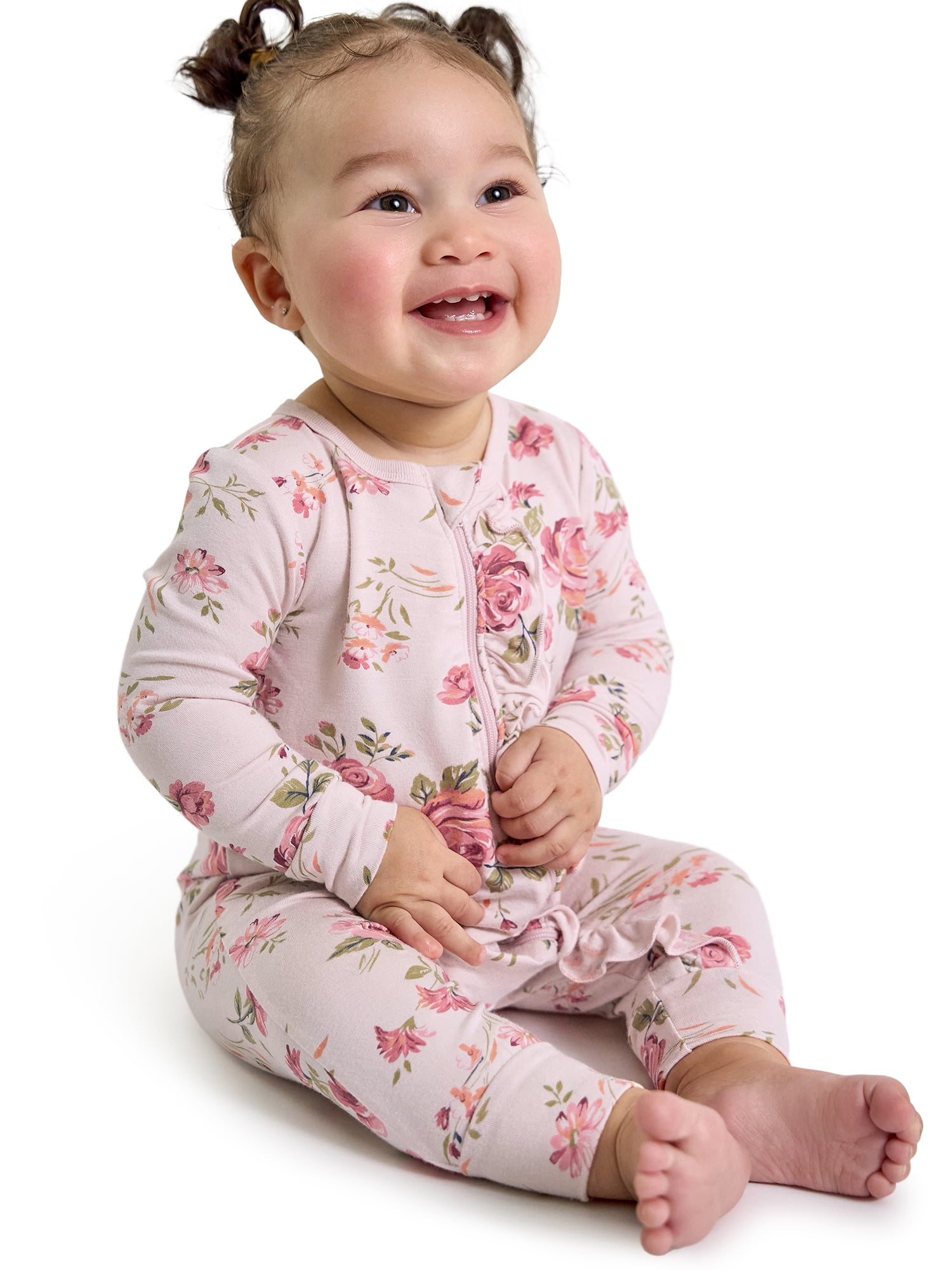 Modern Moments by Gerber Baby Neutral Super Soft Viscose Ruffled Coverall, Sizes Newborn - 24 Months