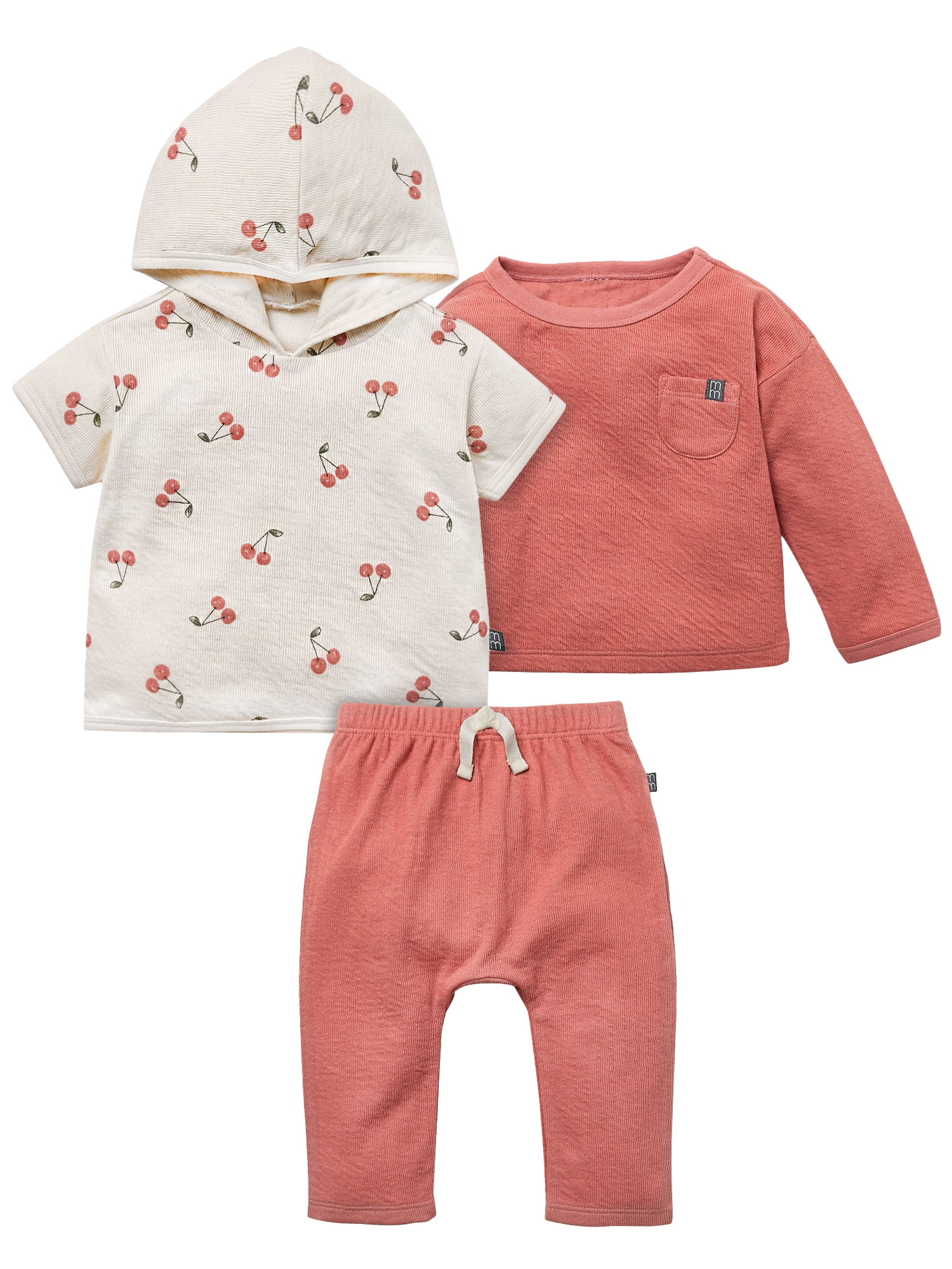by Gerber Baby Neutral Tops and Pant Organic 3-Piece Outfit Set, Sizes 0/3 Months - 24 Months