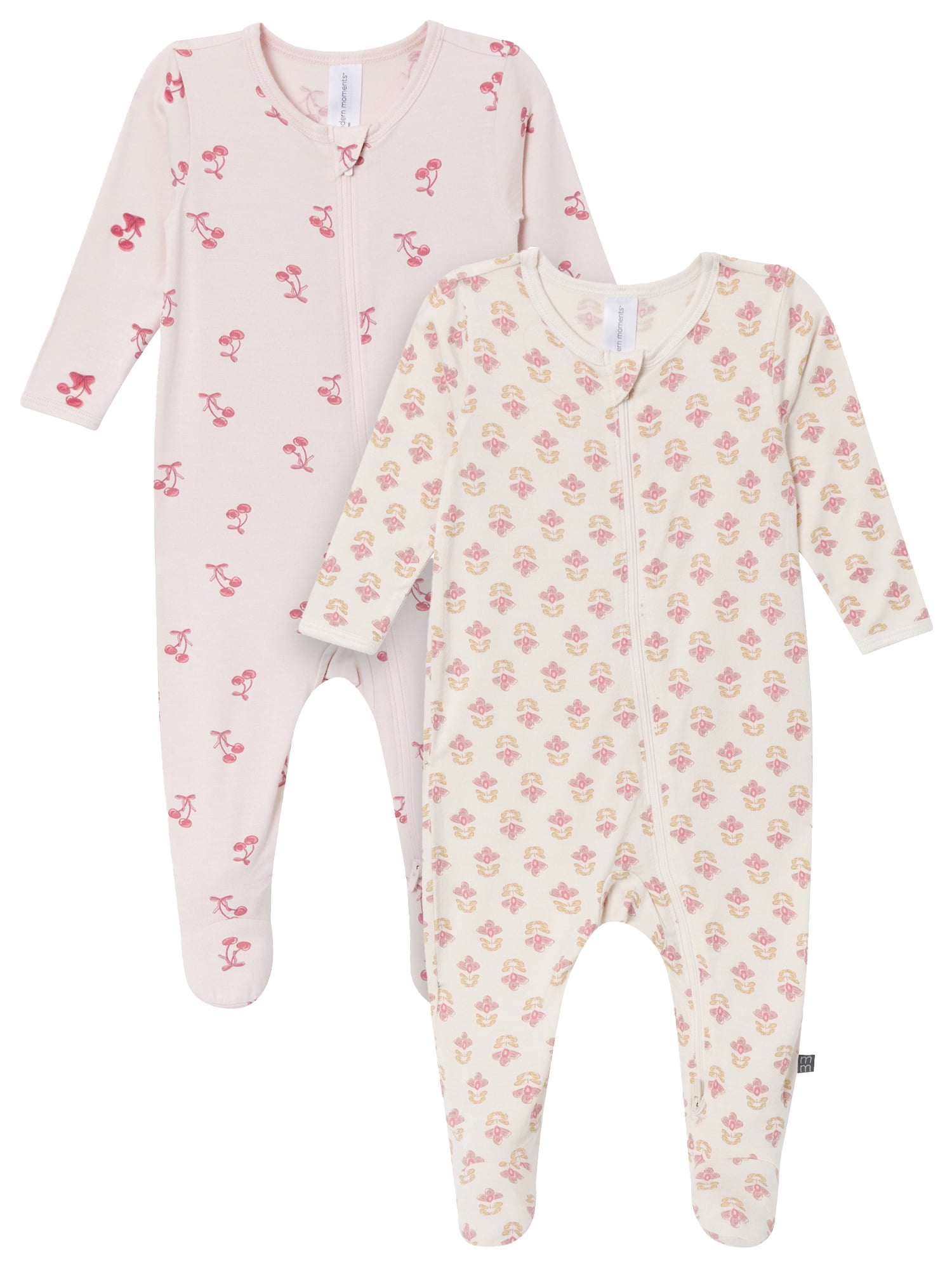 Modern Moments by Gerber Baby Neutral Viscose Sleep ´N Play Footed Pajamas, 2-Pack, Sizes Newborn - 6/9 Months