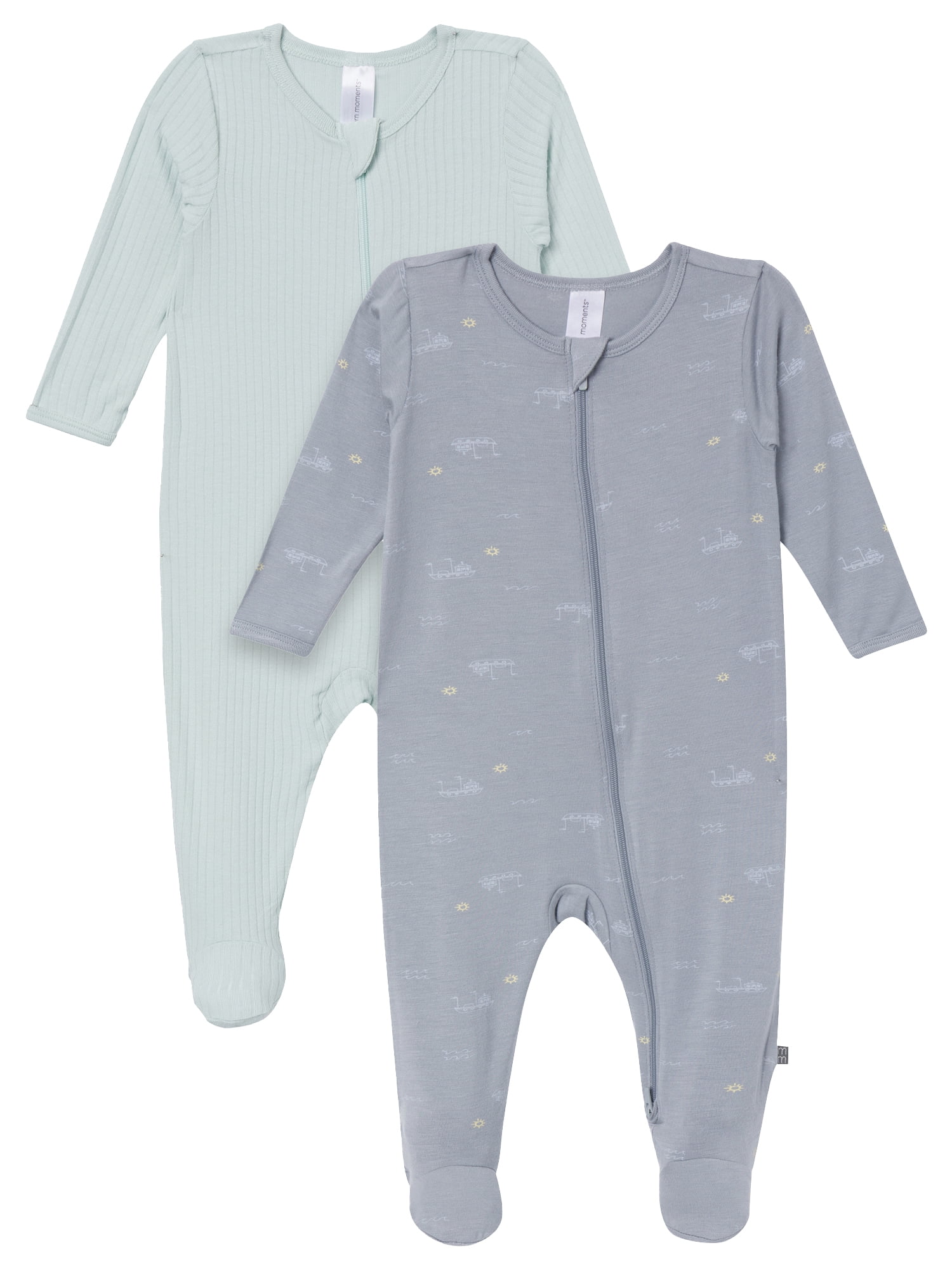 Modern Moments by Gerber Baby Neutral Viscose Sleep ´N Play Footed Pajamas, 2-Pack, Sizes Newborn - 6/9 Months
