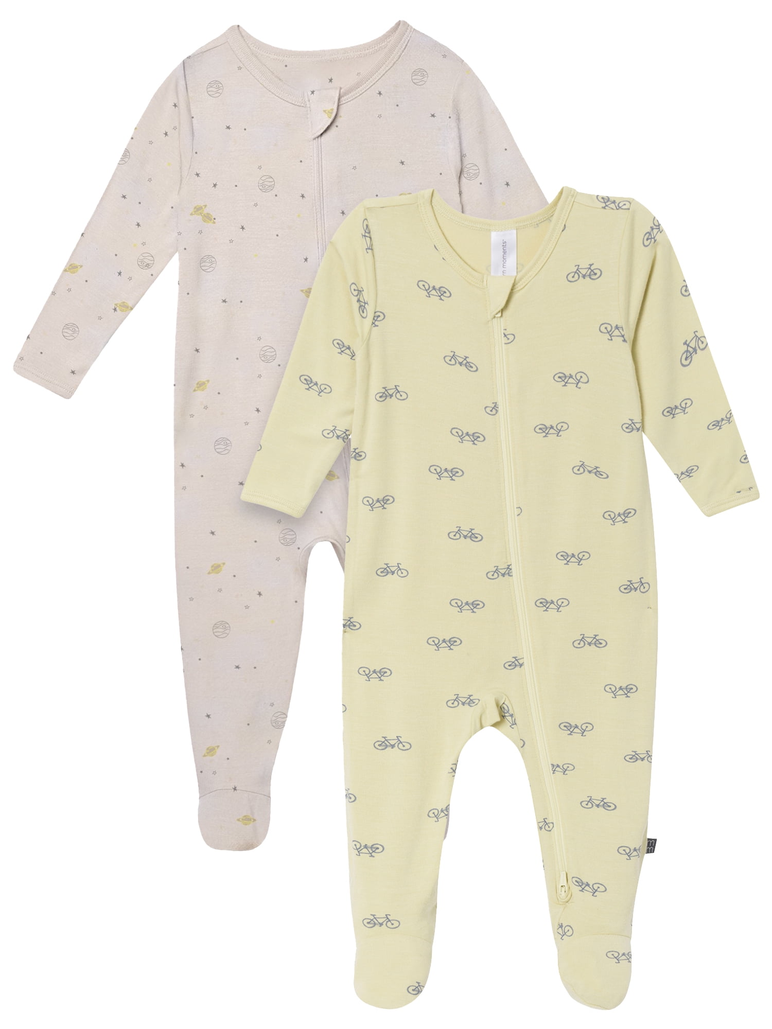 Modern Moments by Gerber Baby Neutral Viscose Sleep ´N Play Footed Pajamas, 2-Pack, Sizes Newborn - 6/9 Months