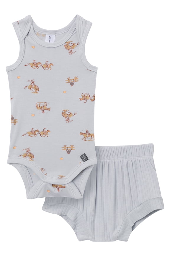 by Gerber Baby Neutral Viscose Sleeveless Bodysuit and Short Outfit Set, 2-Piece, Sizes Newborn - 12 Months
