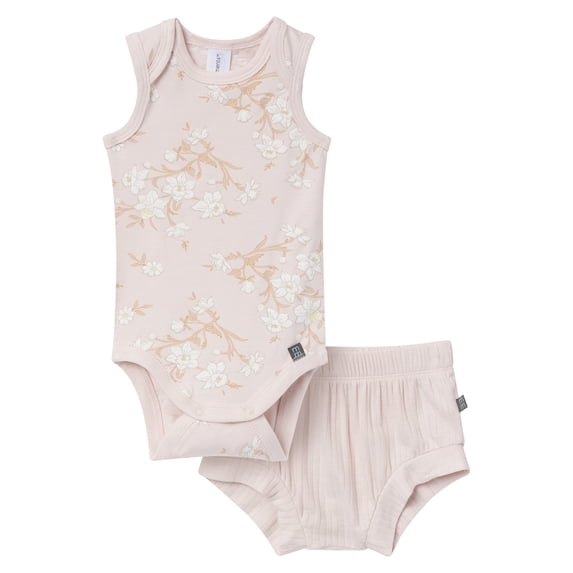 Modern Moments by Gerber Baby Neutral Viscose Sleeveless Bodysuit and Short Outfit Set, 2-Piece, Sizes Newborn - 12 Months