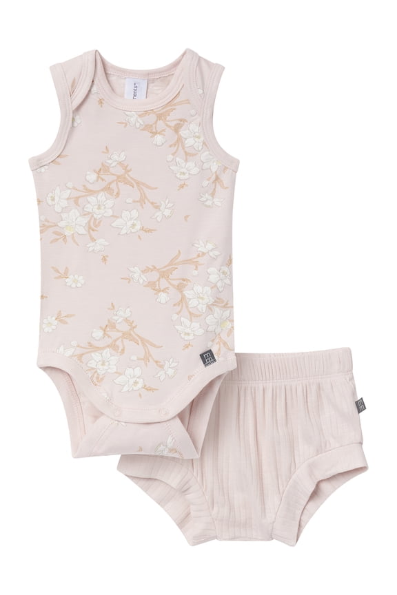 by Gerber Baby Neutral Viscose Sleeveless Bodysuit and Short Outfit Set, 2-Piece, Sizes Newborn - 12 Months