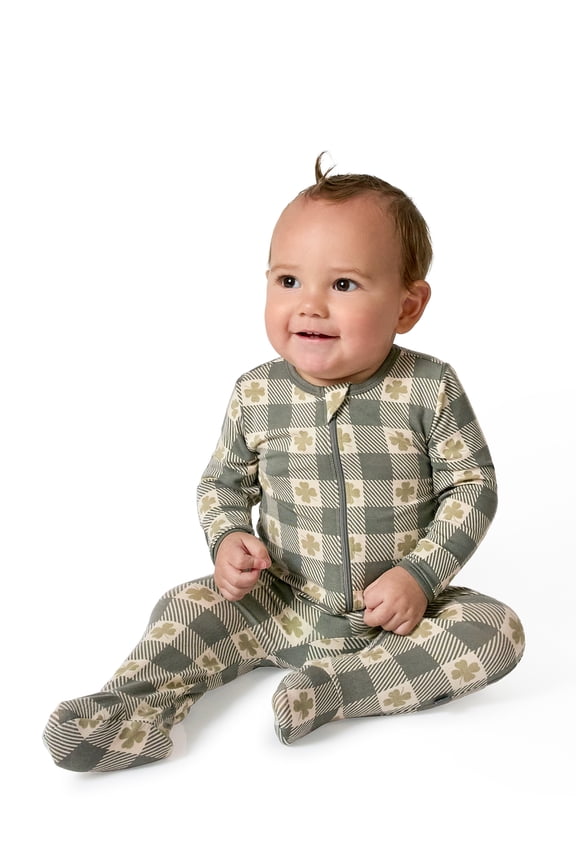 by Gerber Baby Neutral Viscose St. Patrick's Two-Way Zip Sleep 'N Play Footed Pajamas, Sizes Newborn - 6/9 Months