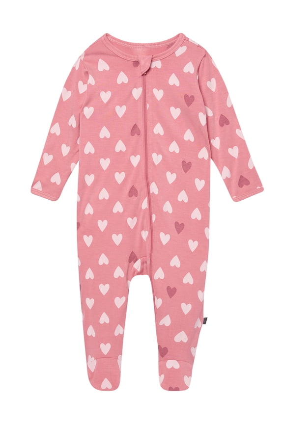 by Gerber Baby Neutral Viscose Valentine's Day Two-Way Zip Sleep 'N Play Footed Pajamas, Sizes Newborn - 6/9 Months