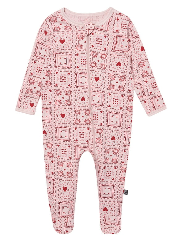 by Gerber Baby Neutral Viscose Valentine's Day Two-Way Zip Sleep 'N Play Footed Pajamas, Sizes Newborn - 6/9 Months