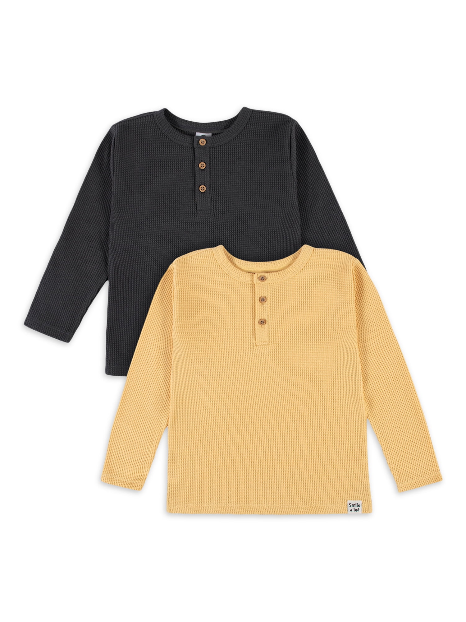 waffle knit raglan henley shirt