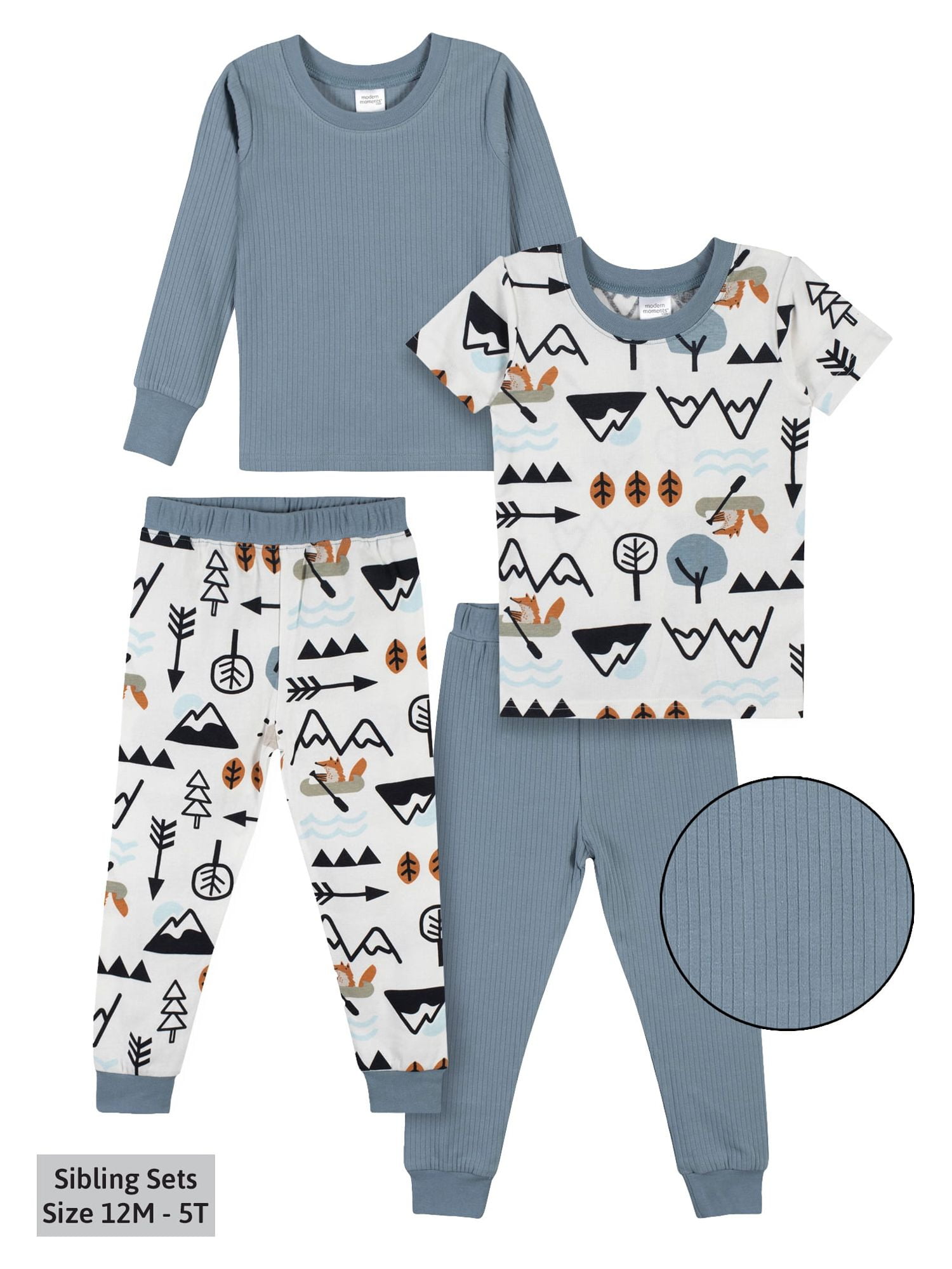 Modern Moments by Gerber Baby & Toddler Boy Snug-Fit Cotton Pajamas, 4-Piece, Sizes 12M-5T