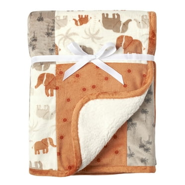 Modern Moments by Gerber Baby & Toddler Boy Super Soft Patchwork Blanket, Beige Safari