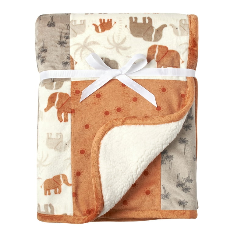 Modern Moments by Gerber Baby Toddler Boy Super Soft Patchwork Blanket Beige Safari Walmart