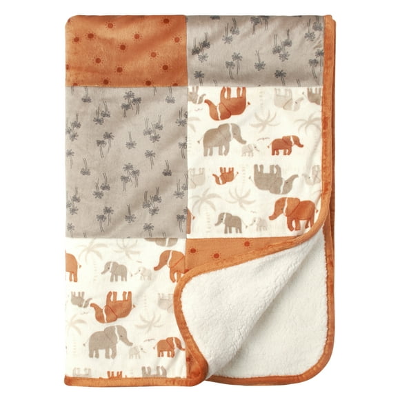Modern Moments by Gerber Baby & Toddler Boy Super Soft Patchwork Blanket, Beige Safari