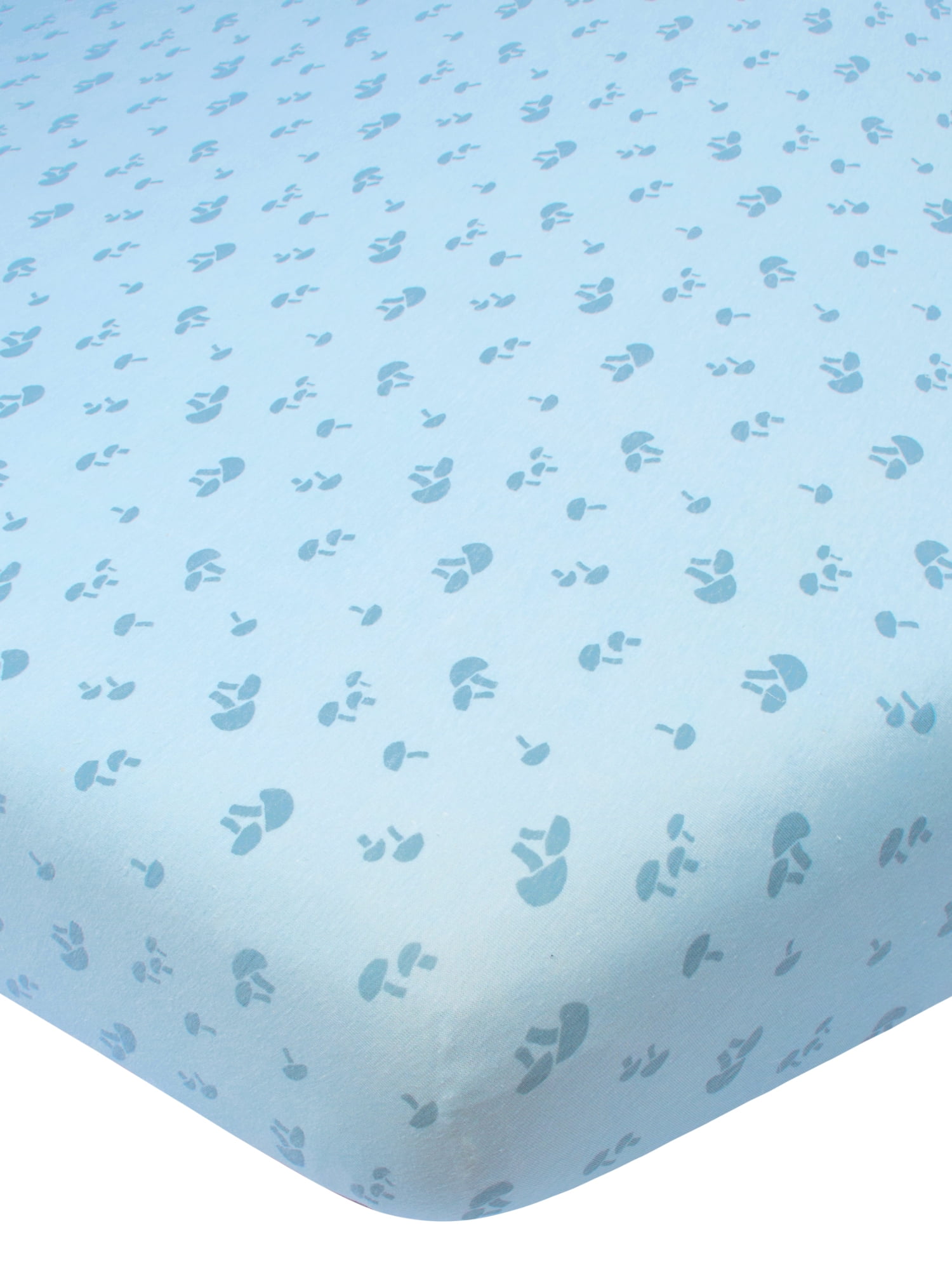 Modern Moments by Gerber Baby & Toddler Boy Ultra Soft Playard Sheet, Blue Mushrooms