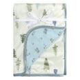 thumbnail interactive-video image 1 of Modern Moments by Gerber Baby & Toddler Boys Reversible Plush Blanket, Blue Trees, 1 of 9