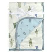 Modern Moments by Gerber Baby & Toddler Boys Reversible Plush Blanket, Blue Trees