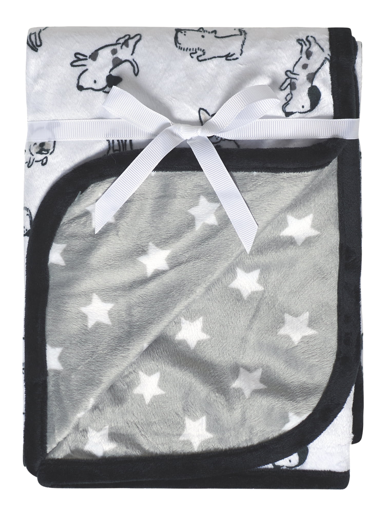 Modern Moments by Gerber Baby & Toddler Boys Reversible Plush Blanket, White Puppies