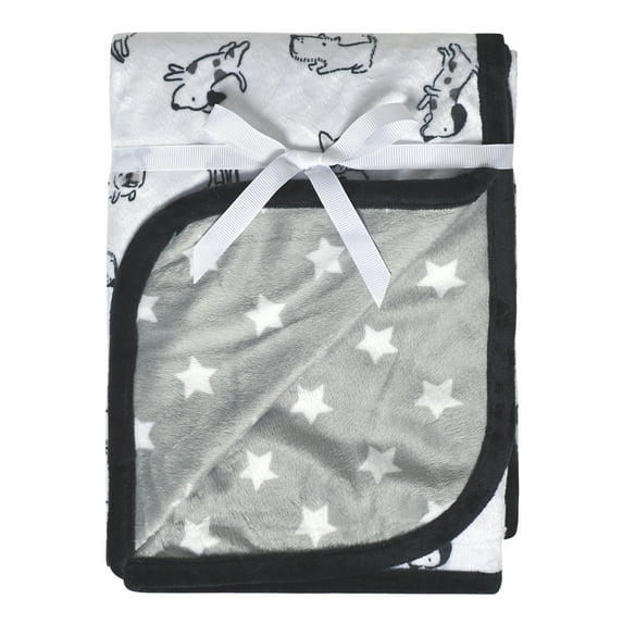 Modern Moments by Gerber Baby & Toddler Boys Reversible Plush Blanket, White Puppies