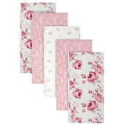 Modern Moments by Gerber Baby & Toddler Girl Flannel Blankets, 5-Pack, Pink Roses
