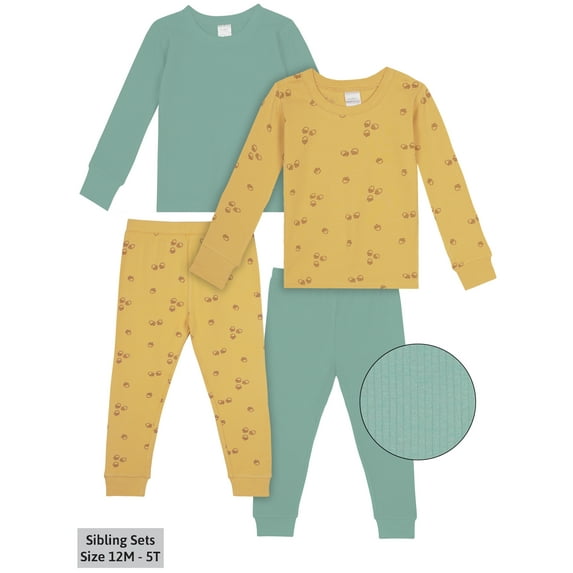 "Modern Moments by Gerber Baby & Toddler Girl Long Sleeve Snug Fit Cotton Pajamas, 4 Piece (12M-5T)"