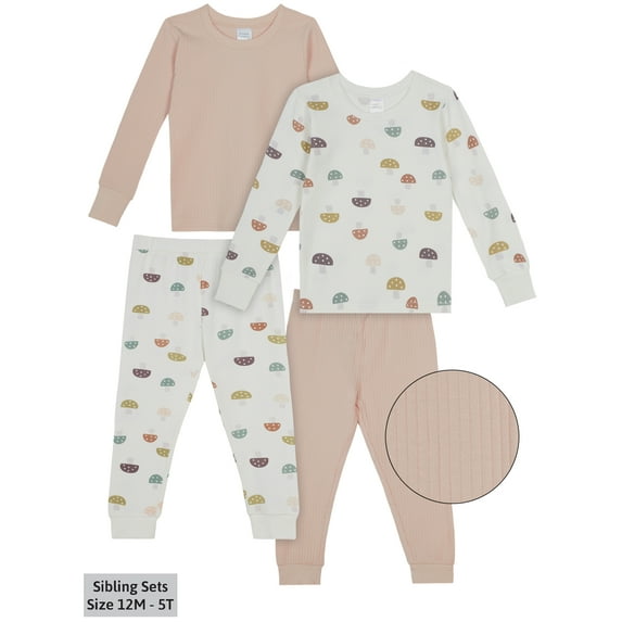 "Modern Moments by Gerber Baby & Toddler Girl Long Sleeve Snug Fit Cotton Pajamas, 4 Piece (12M-5T)"