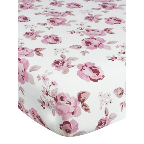 Modern Moments by Gerber Baby & Toddler Girl Ultra Soft Fitted Crib Sheet, Cream Roses