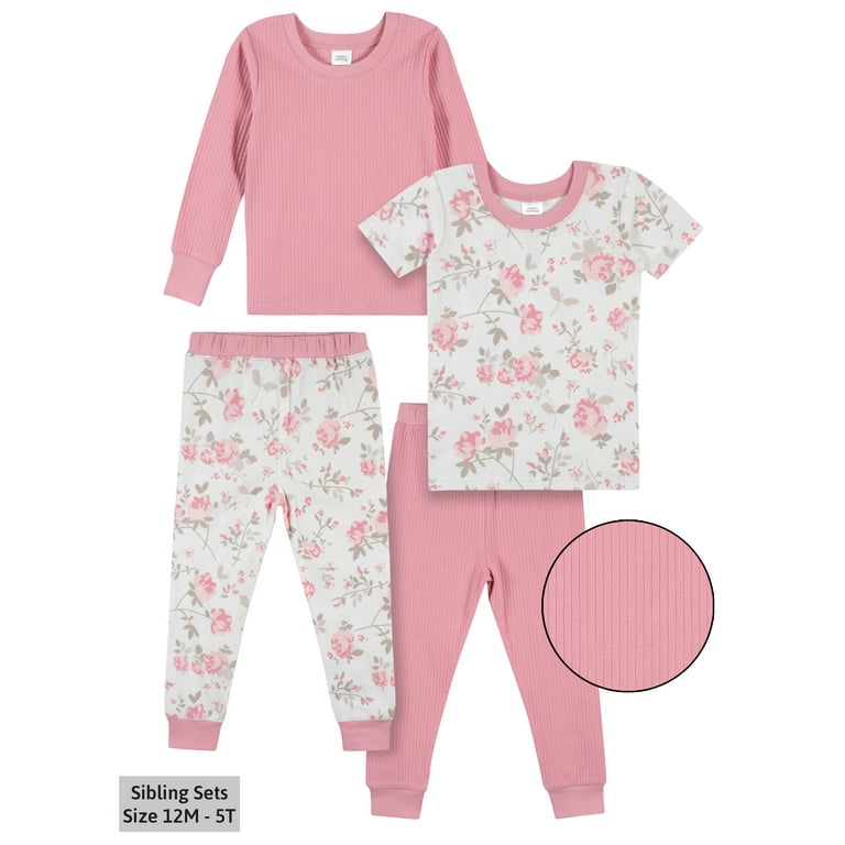 Modern Moments Baby Toddler Snug-Fit Cotton Pajamas, 4-Piece Set