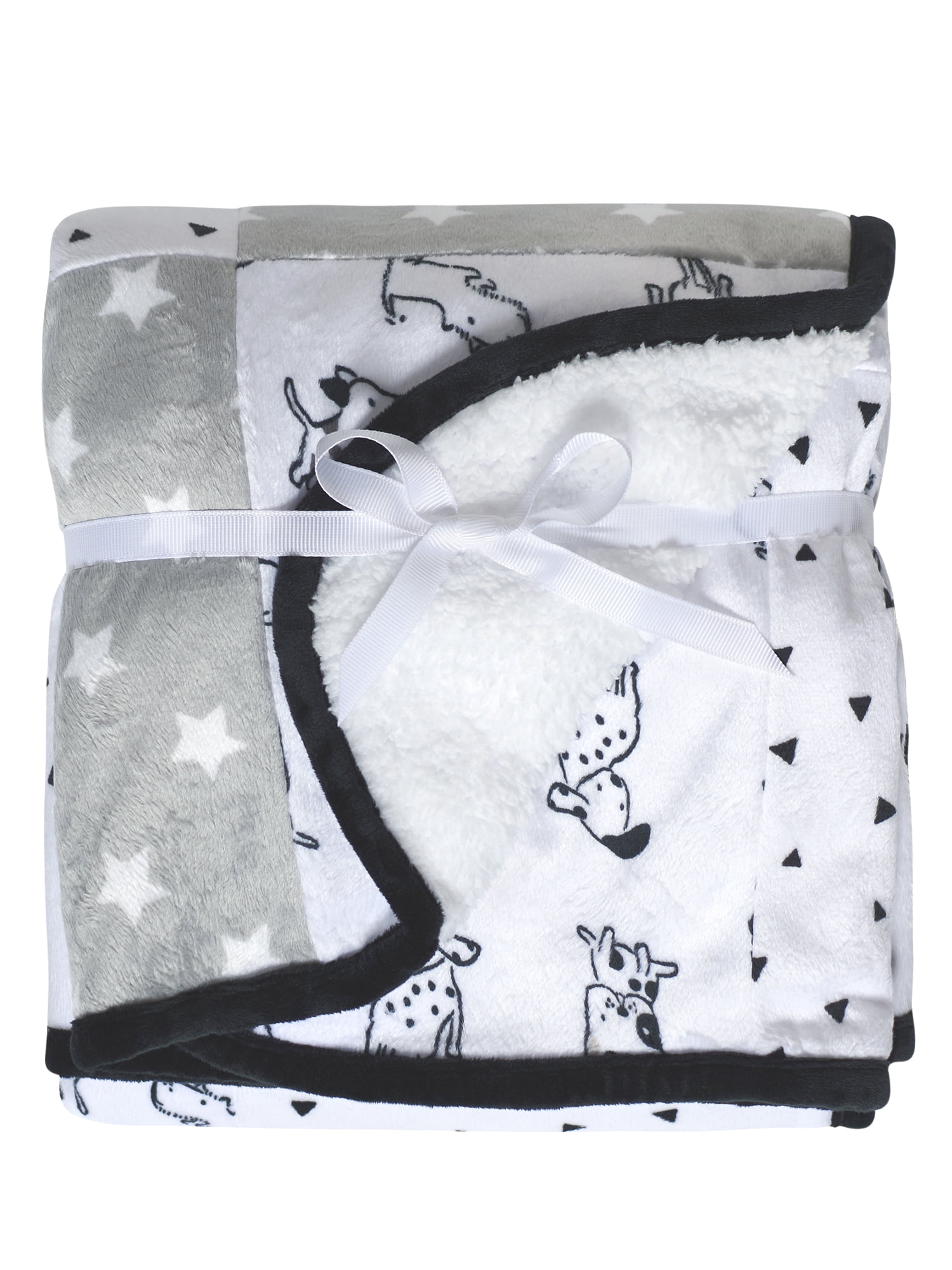 Modern Moments by Gerber Baby & Toddler Super Soft Patchwork Blanket, White Puppies