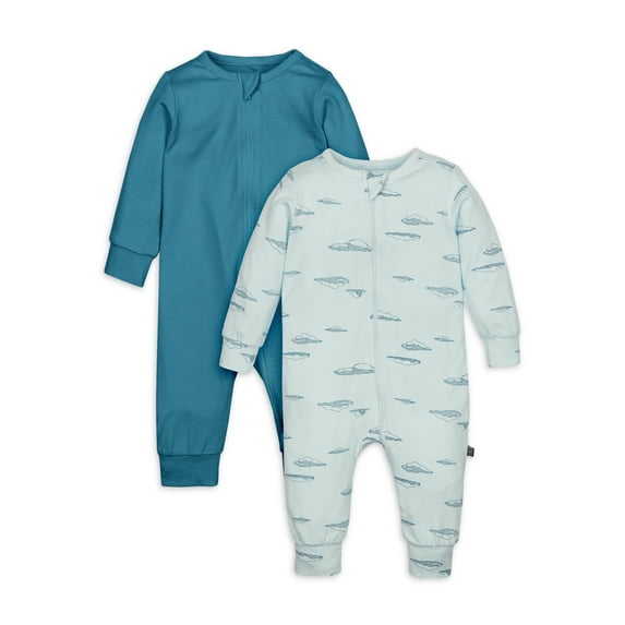 Modern Moments by Gerber Baby Neutral Super Soft Viscose 2-Pack Coveralls, Sizes Newborn - 12 Months
