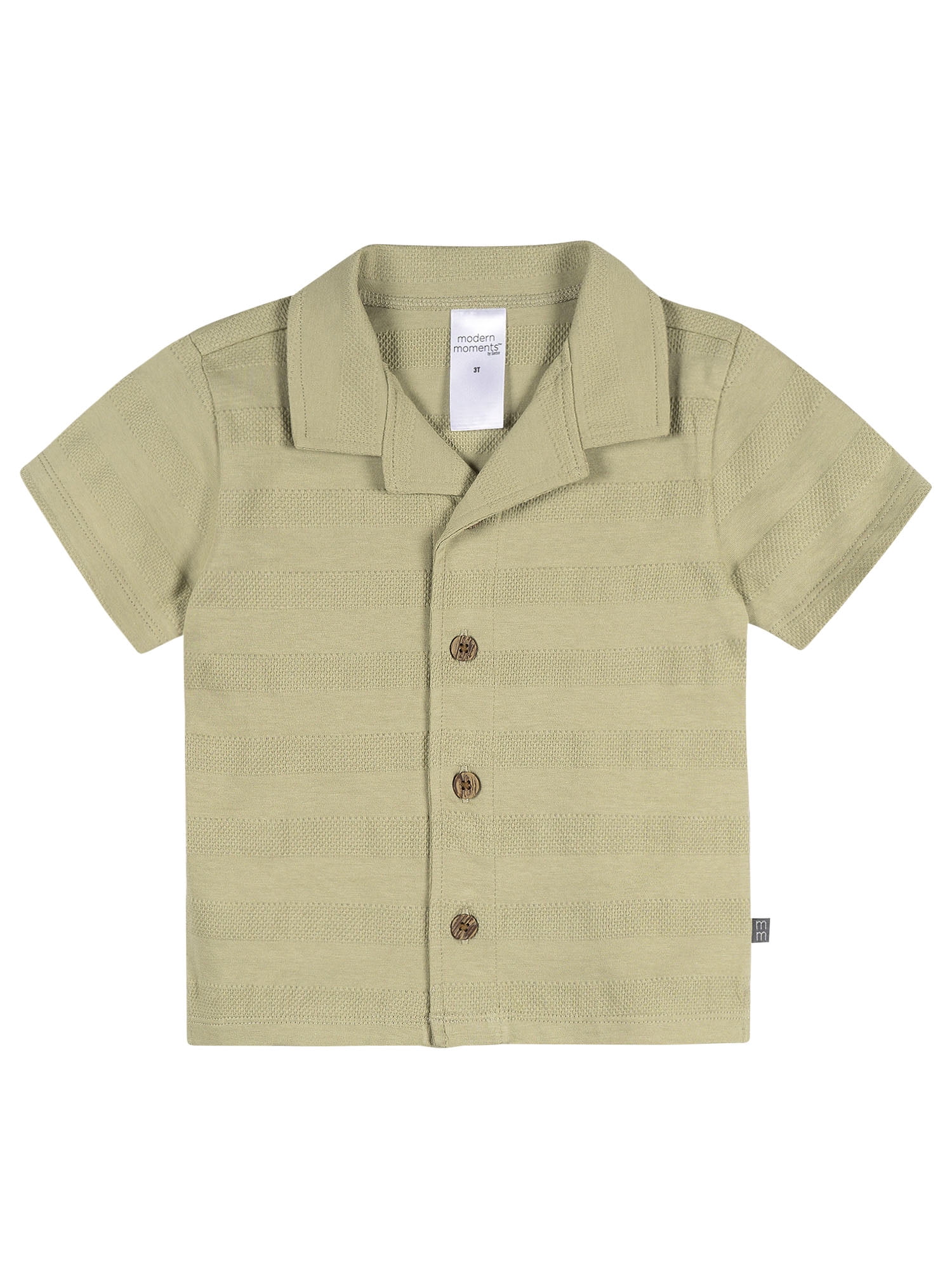 Modern Moments by Gerber Baby and Toddler Boy Button Up Organic Collar Top, Sizes 0/3 Months - 5T