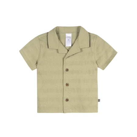 Modern Moments by Gerber Baby and Toddler Boy Button Up Organic Collar Top, Sizes 0/3 Months - 5T