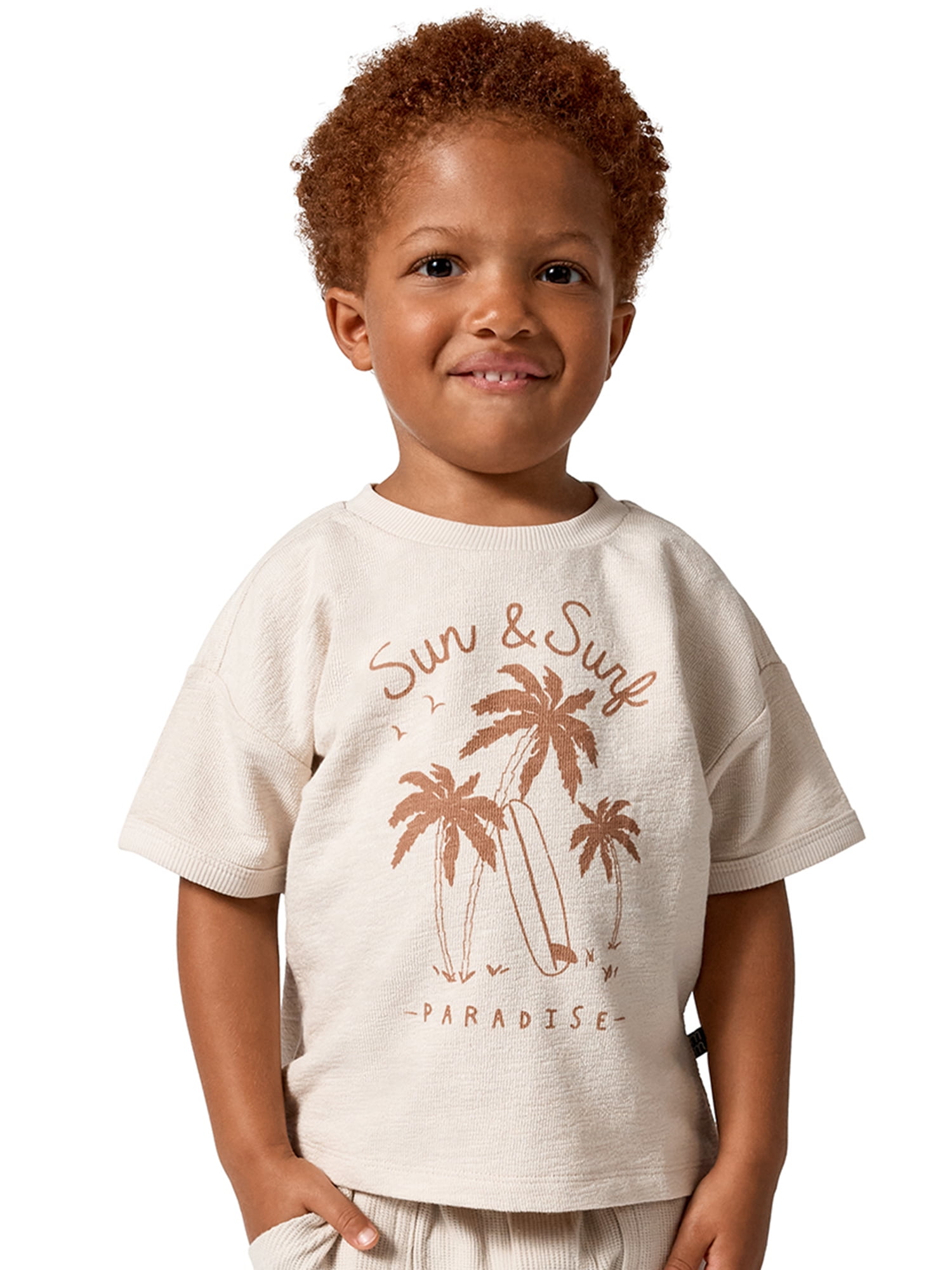 Modern Moments by Gerber Baby and Toddler Boy Loose Fit Ringer Organic Top, Sizes 0/3 Months - 5T