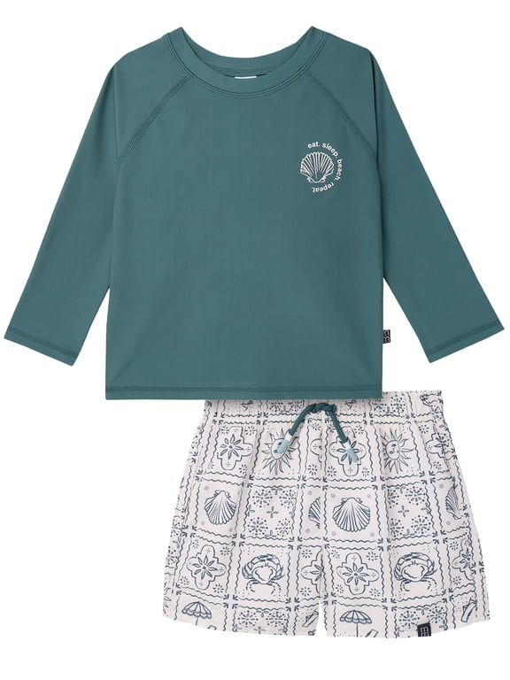 by Gerber Baby and Toddler Boy Long- Sleeve Rash Guard and Trunk Set, 2-Piece, Sizes 0/3M-5T