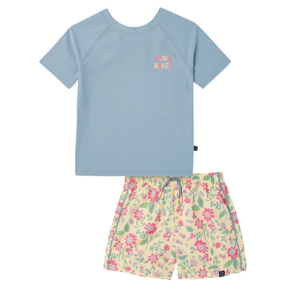 Modern Moments by Gerber Baby and Toddler Boy Short- Sleeve Rash Guard and Trunk Set, 2-Piece, Sizes 0/3M-5T