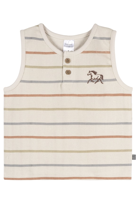by Gerber Baby and Toddler Boy Sleeveless Henley Organic Top, Sizes 0/3 Months - 5T