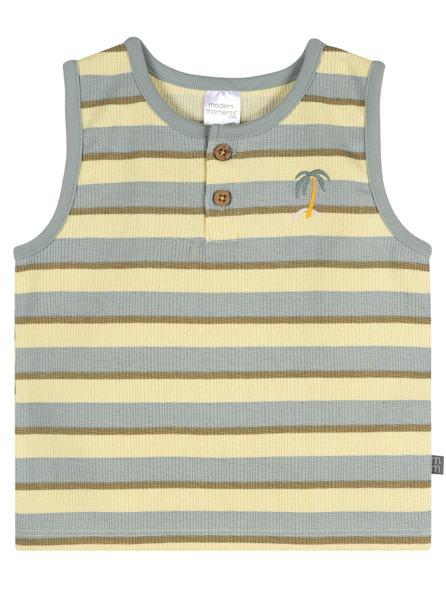 Modern Moments by Gerber Baby and Toddler Boy Sleeveless Henley Organic Top, Sizes 0/3 Months - 5T