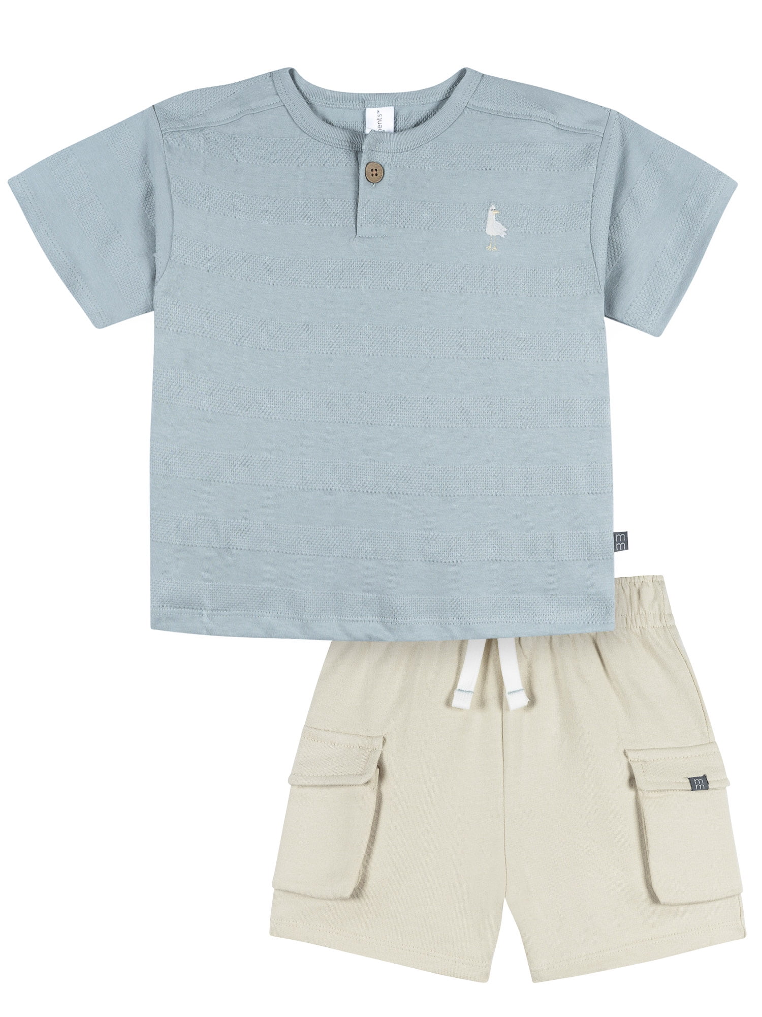 Modern Moments by Gerber Baby and Toddler Boy Textured Shirt and Cargo Short Set, 2-Piece, Sizes 0/3 Months - 5T