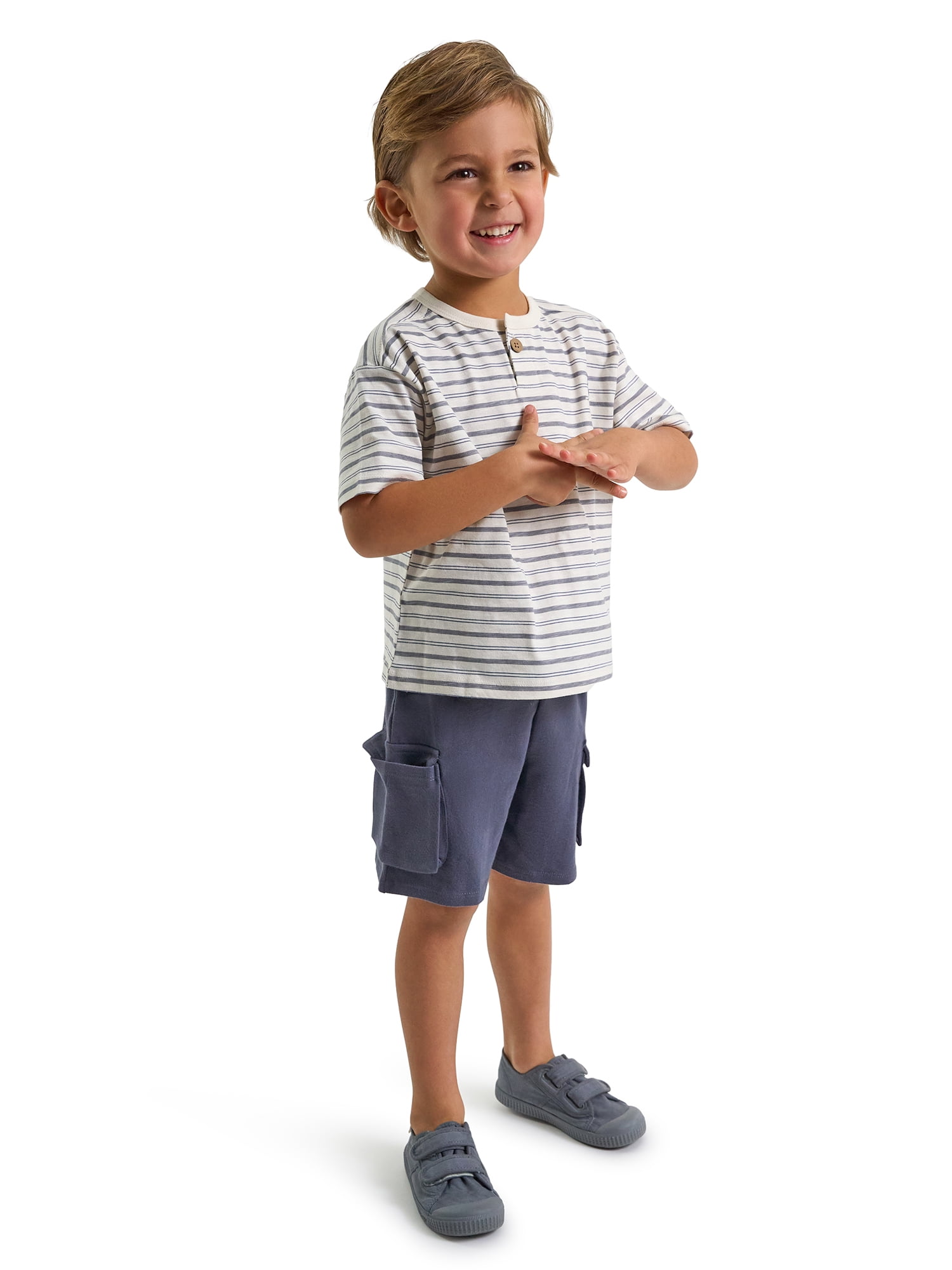 by Gerber Baby and Toddler Boy Textured Shirt and Cargo Short Set, 2-Piece, Sizes 0/3 Months - 5T