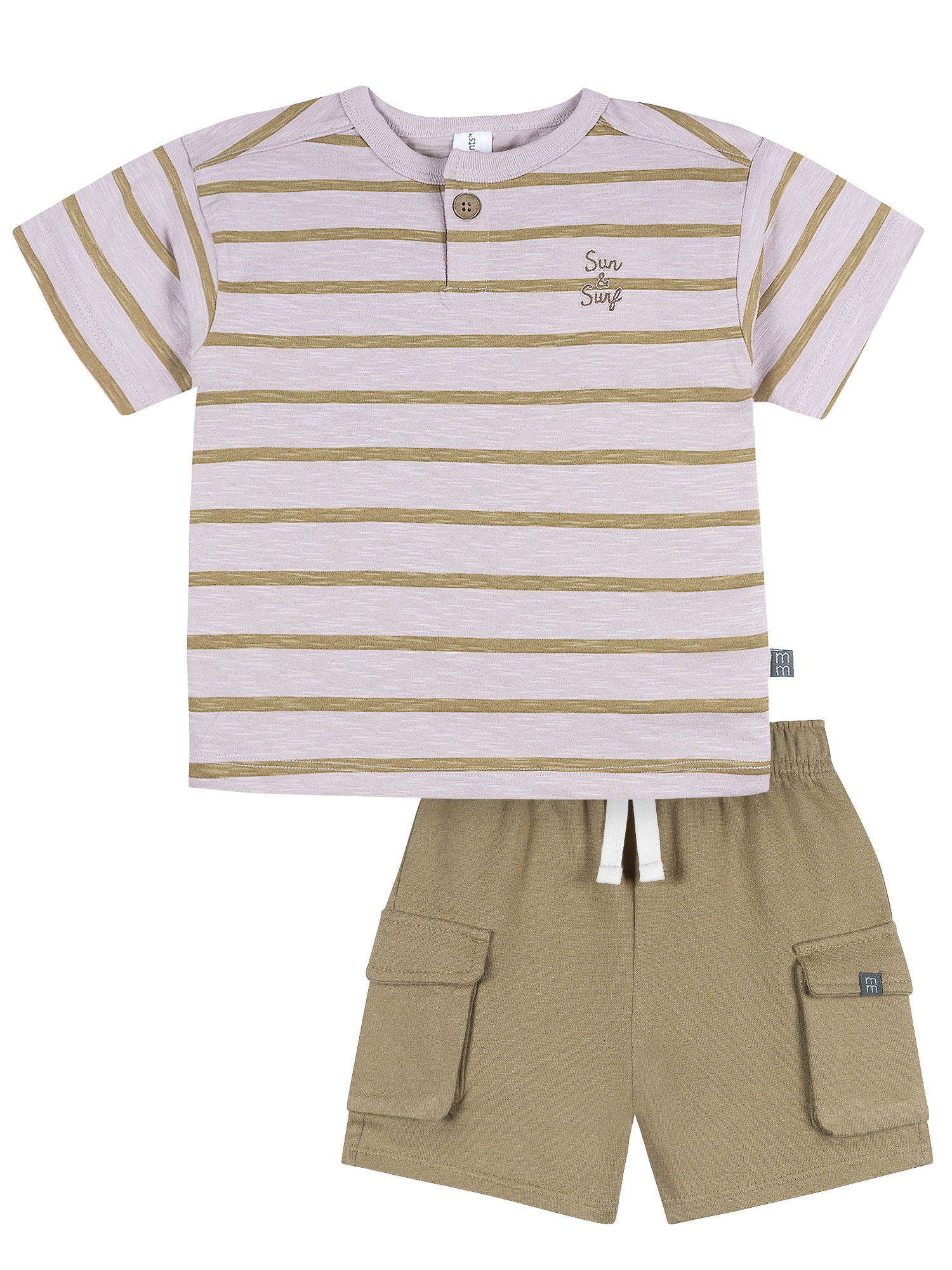 Modern Moments by Gerber Baby and Toddler Boy Textured Shirt and Cargo Short Set, 2-Piece, Sizes 0/3 Months - 5T