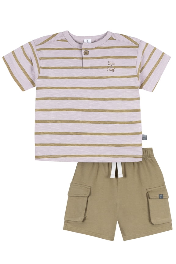 by Gerber Baby and Toddler Boy Textured Shirt and Cargo Short Set, 2-Piece, Sizes 0/3 Months - 5T