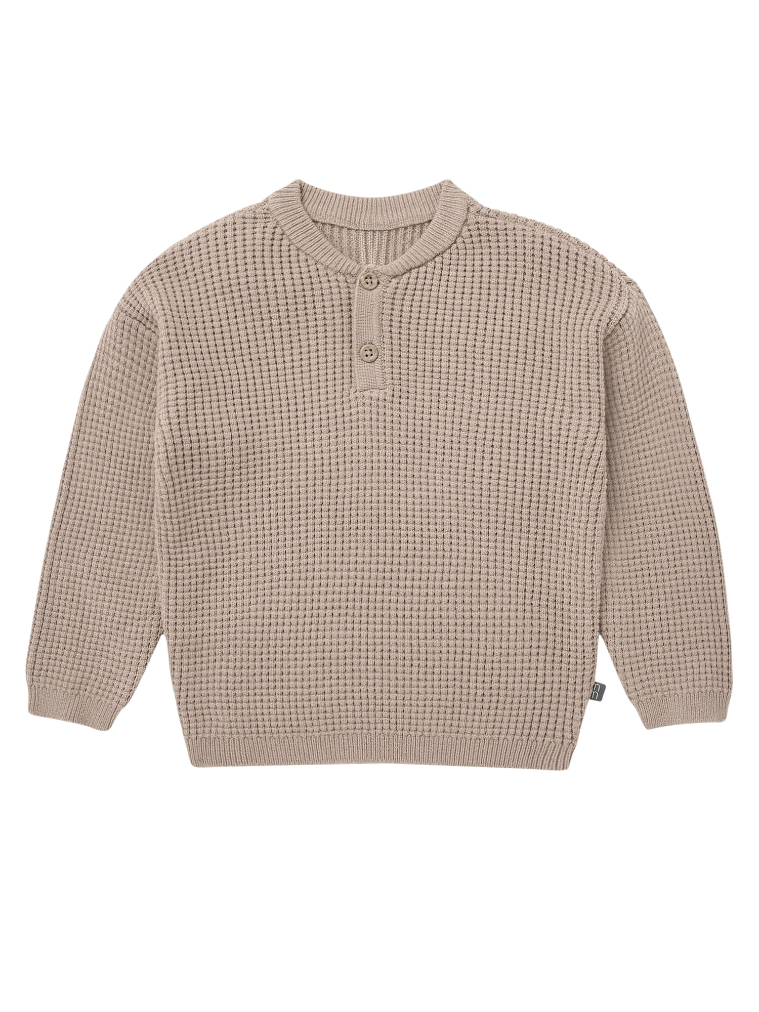 Modern Moments by Gerber Baby and Toddler Boy Waffle Henley Sweater, 0/3 Months - 5T