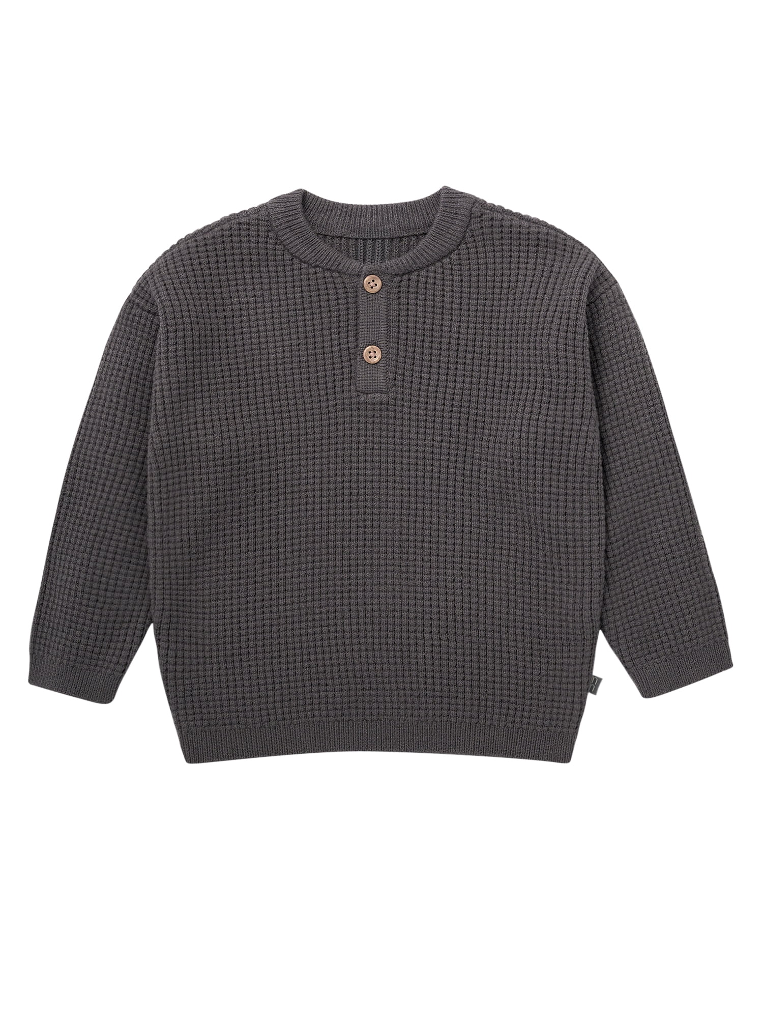 Modern Moments by Gerber Baby and Toddler Boy Waffle Henley Sweater, 0/3 Months - 5T