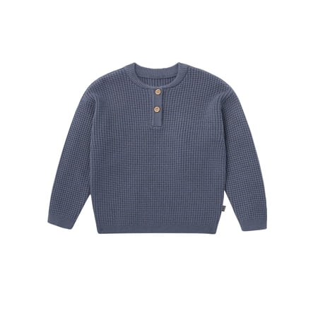 Modern Moments by Gerber Baby and Toddler Boy Waffle Henley Sweater, 0/3 Months - 5T
