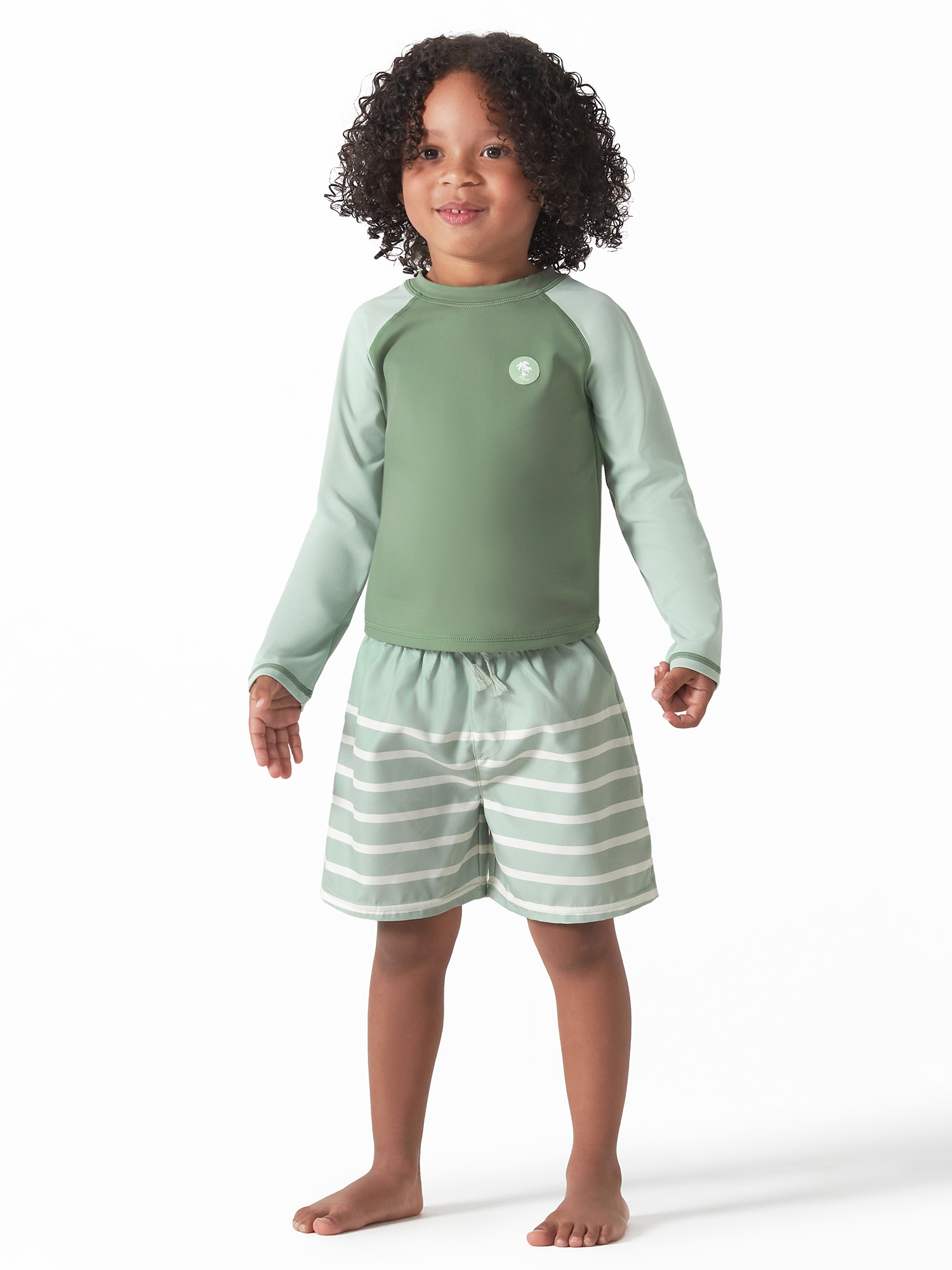 Modern Moments by Gerber Baby and Toddler Boys Long Sleeve Rash Guard and Swim Trunks Set with UPF 50+, 2-Piece, Sizes 12M-5T - image 1 of 12