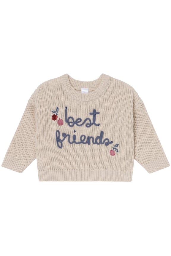 by Gerber Baby and Toddler Girl Affirmation Sweater, Sizes 0/3 Months - 5T