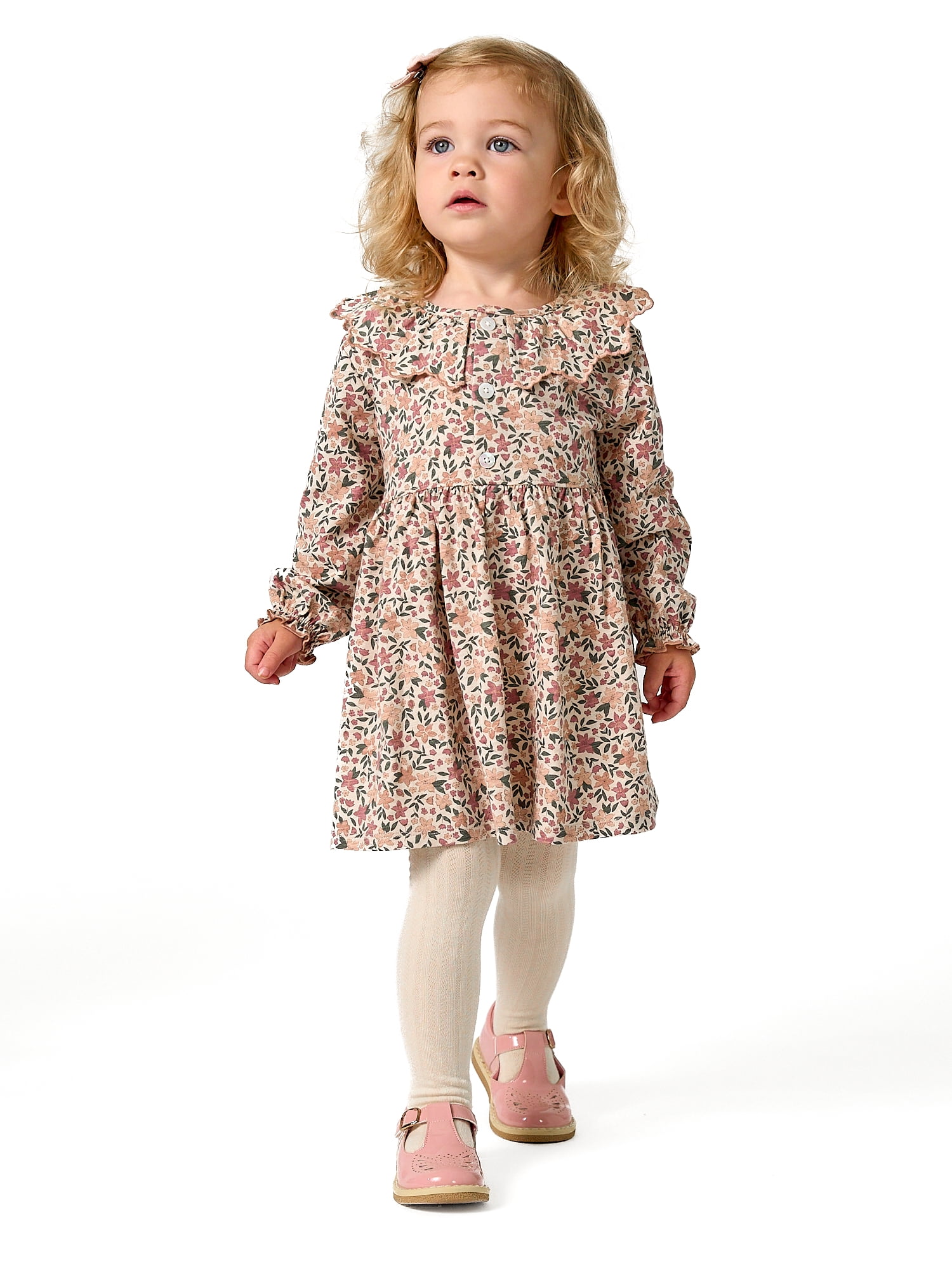 Modern Moments by Gerber Baby and Toddler Girl Collar Dress, Sizes 0/3 Months - 5T