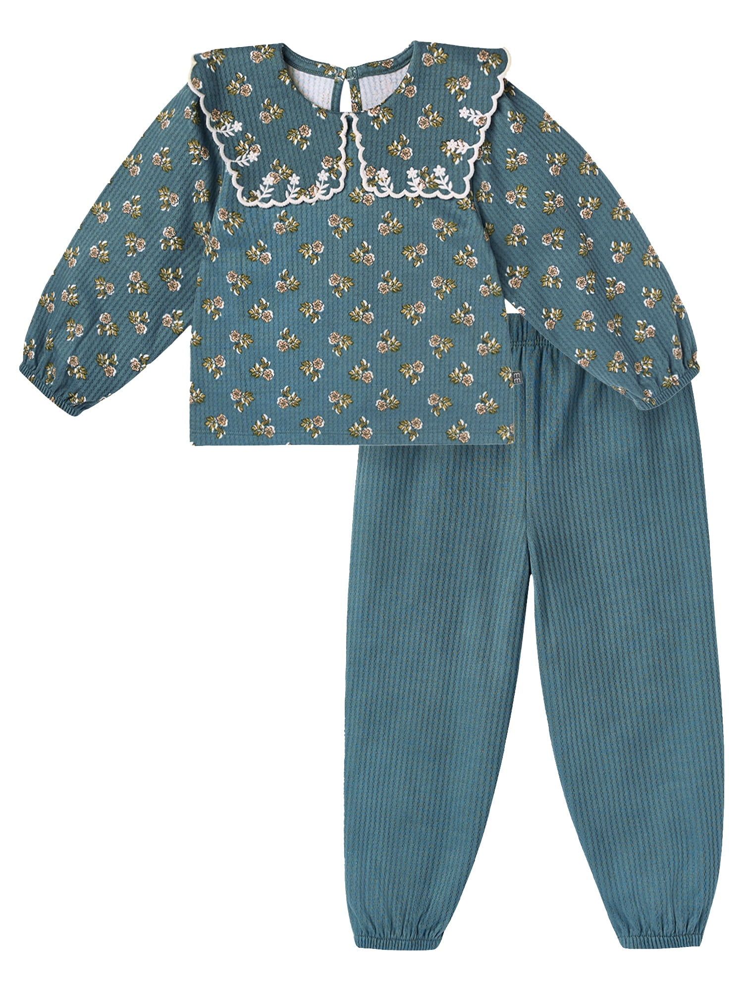 Modern Moments by Gerber Baby and Toddler Girl Collar Top and Pant Set, 2-Piece, Sizes 0/3 Months - 5T