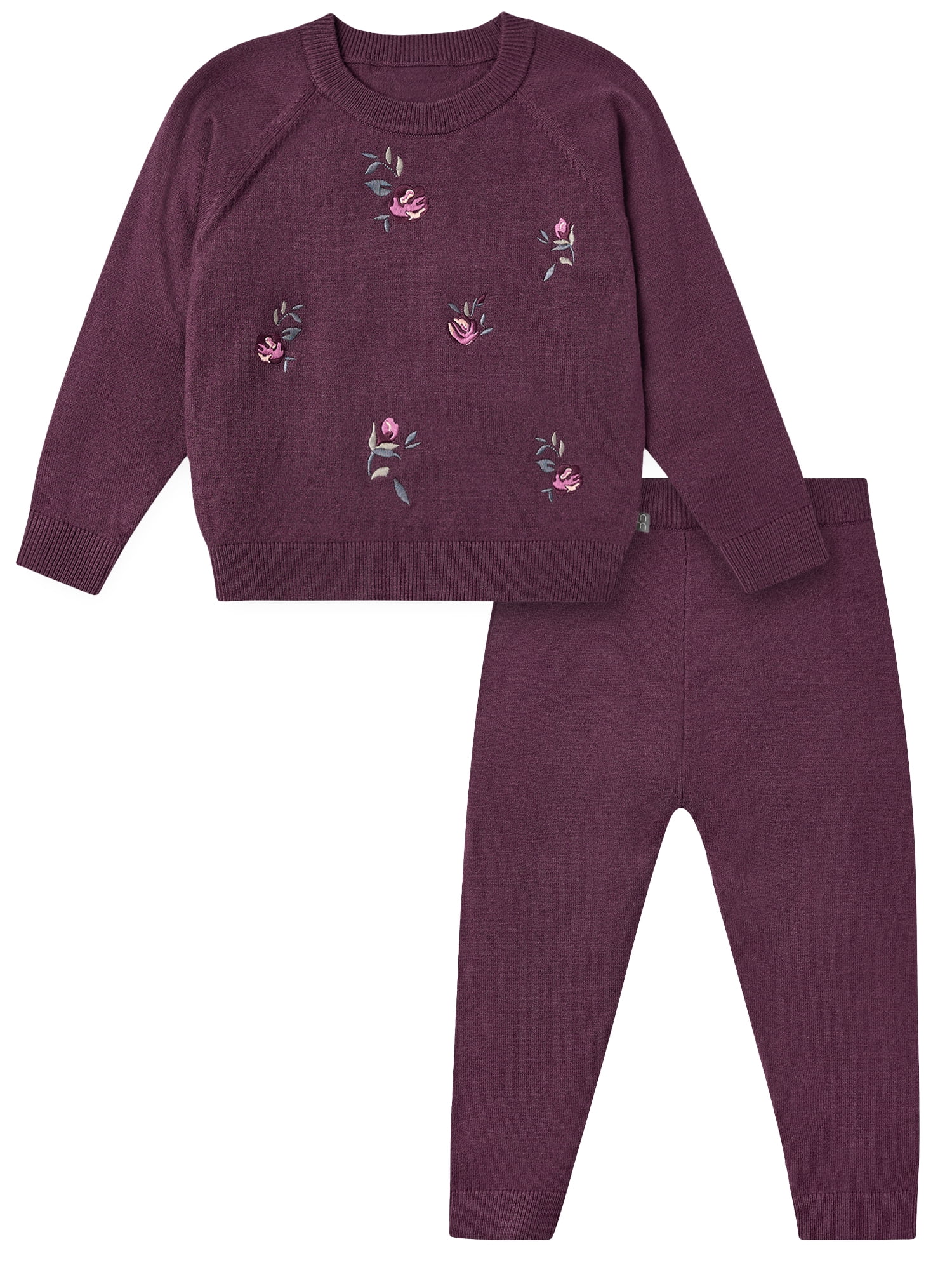 Modern Moments by Gerber Baby and Toddler Girl Embroidered Sweater Outfit Set, 0/3 Months - 5T